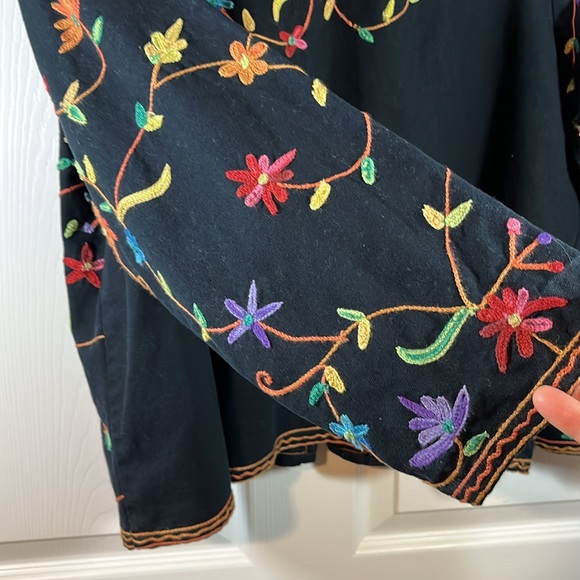 EXC Embroidered Jacket Vintage Embellished Floral Women’s Petite PL Cotton - Picture 10 of 16